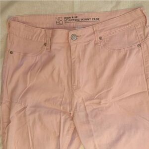 Light pink high rise sculpting skinny crop pants by nobo.